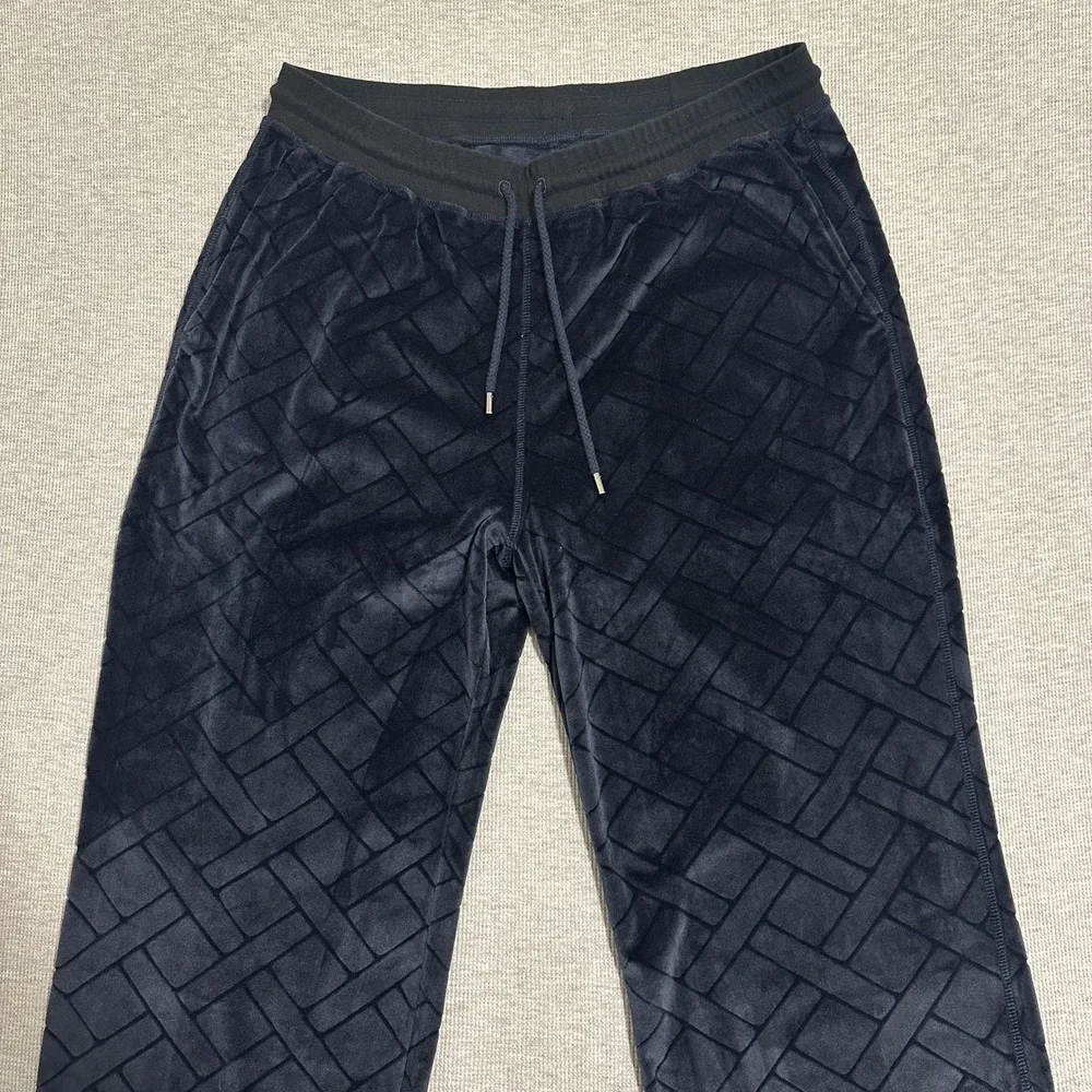 Daniel Buchler Velour Geometric Textured Jogger Lounge Pants Blue Mens XXL